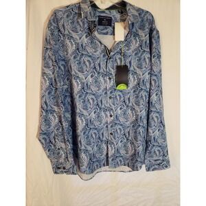 Women's Society Of Threads Blue Paisley Long Sleeve Blouse Size XL